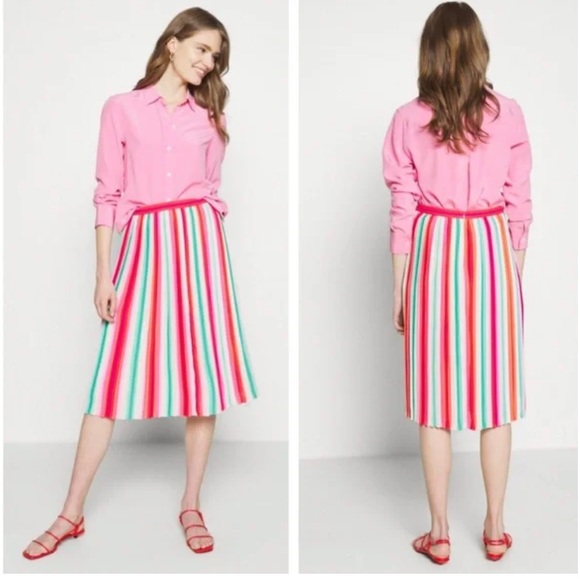 J. Crew Sunburst Skirt pleated midi in watermelon - Picture 4 of 11